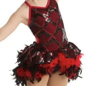 Sequin Feather Dance Tutu Dress
